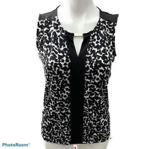 Jones New York Black White Spots Sleeveless Top - Size Small
